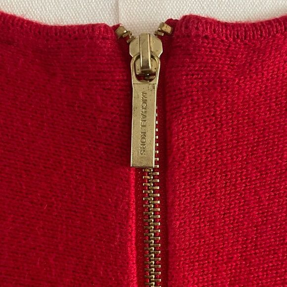 Michael Kors Red Knit Sweater with Gold Zipper - Picture 6 of 7